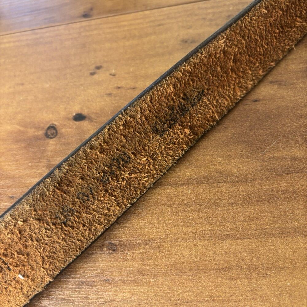 VTG CABELA'S Leather Ranger Belt Sz 38 Leather Smooth Brown Brass Buckle Classic - Picture 6 of 8